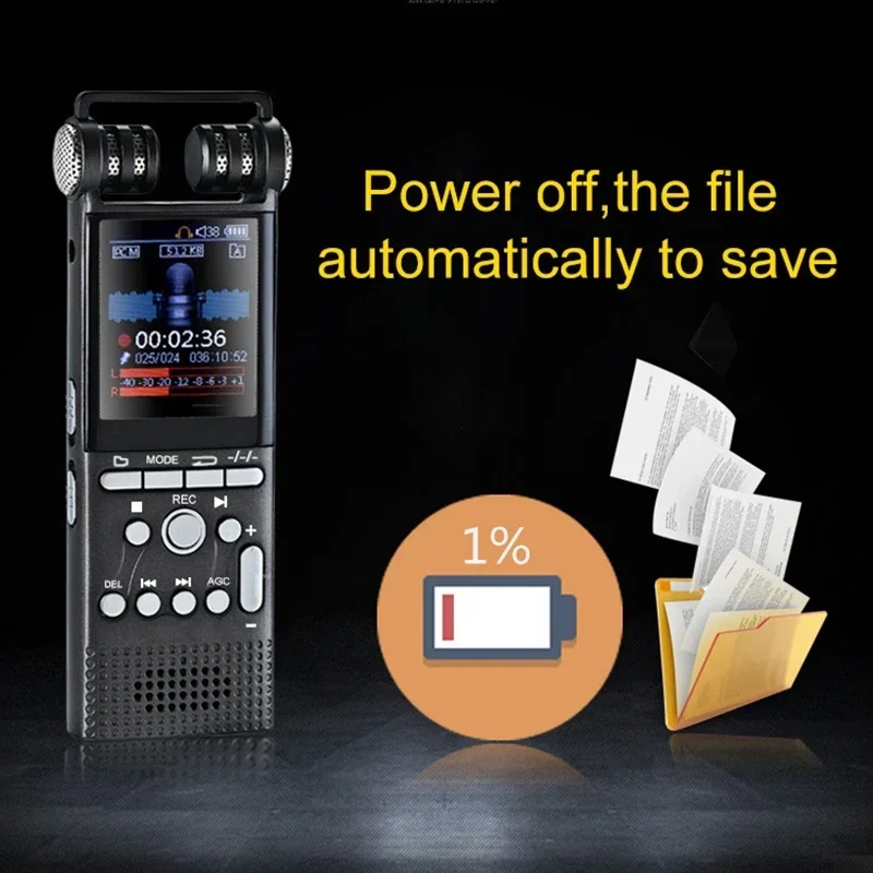 Professionele spraakopname geactiveerde digitale audiorecorder USB Non-stop 100 uur Pcm 1536 kbps externe microfoon 8 GB/16 GB/32 GB