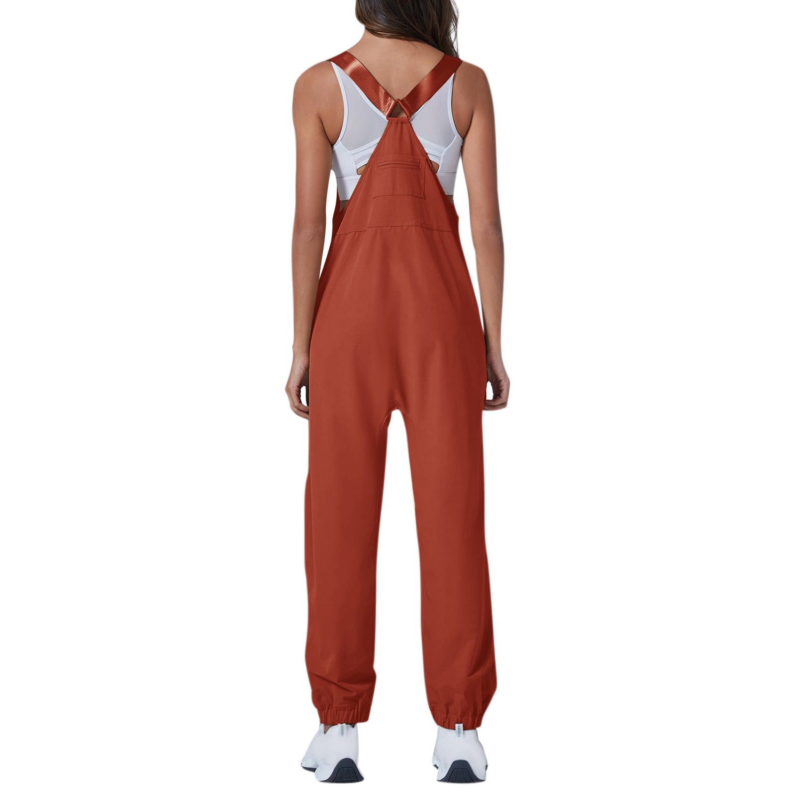 Kombinezony damskie Letnia moda Casual Luźne kombinezony z szerokimi nogawkami Jednokolorowe kieszenie z wkładkami Retro Kombinezony z paskiem na guziki