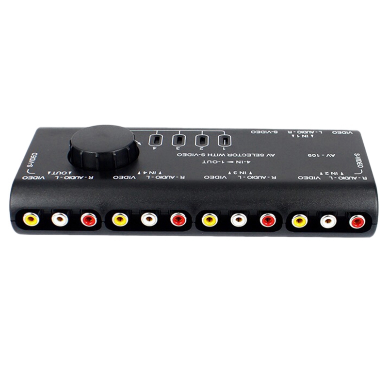 4-In-1 Out AV RCA Switch Box AV Audio Video Switcher 4 Way Splitter, Amplifier Multiple Display Shockproof, Anti - Fall: Default Title