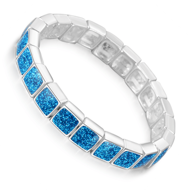 Synthetische Blue Fire Opal Vierkante Steen Armbanden Armbanden Voor Vrouwen Zilveren Kleur Armband Mode-sieraden Valentijnsdag