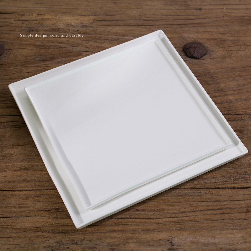 Pure white ceramic tray, rectangular fruit tray, tea tray, cake tray, dessert tray, dessert plate, flat tray, bread tray