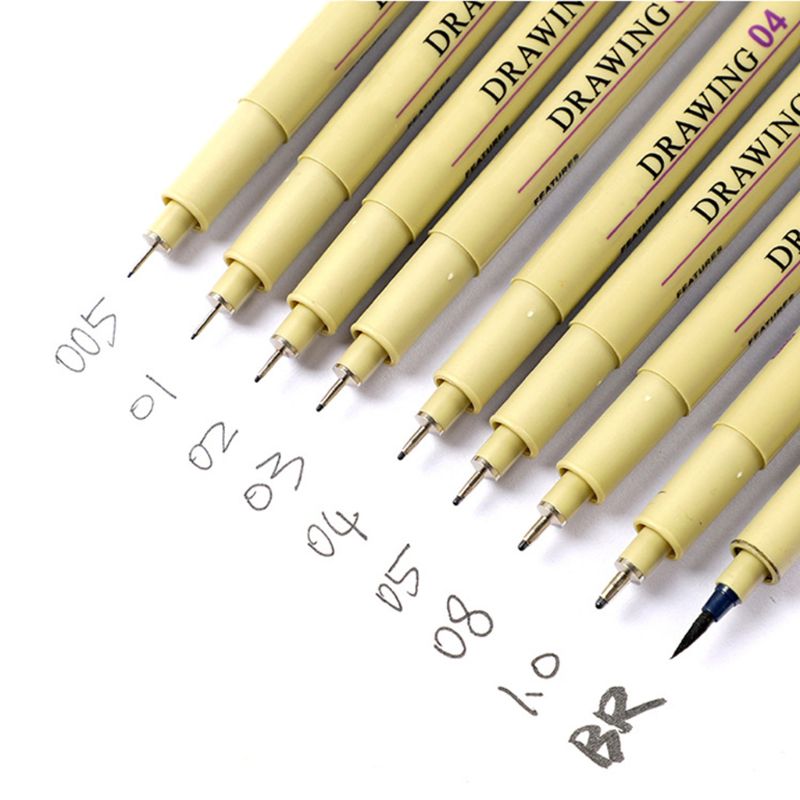 6/7/8/9pcs Black Technical Graphic Fine Hook Line Painting Drawing Pen Sketch PXPA