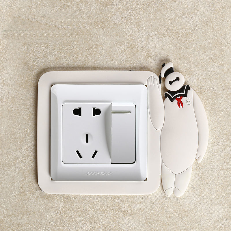 Resin Switch Stickers Pig Decorative Wall Stickers 3d Stereo Household Light Bedroom Switch Protective Cover: Great white