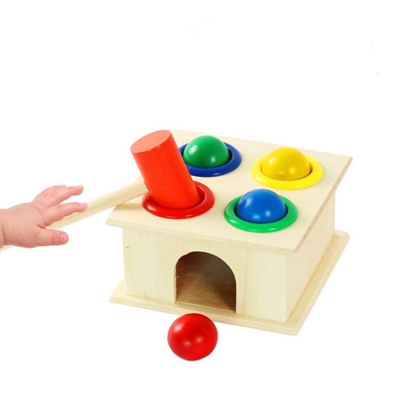 Boule en bois de couleur pour bébés, marteau à Percussion pour enfants, jouets éducatifs, puzzles, boîte