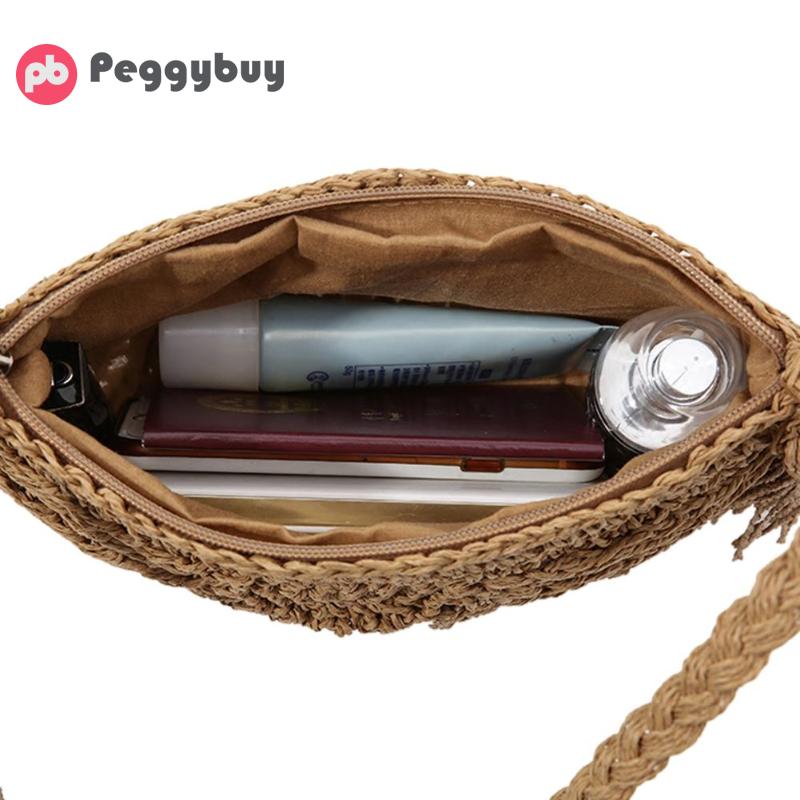 nouveaux sacs pour femmes paille ronde tissé à la main concepteur été plage bohême rotin cercle sac à bandoulière pour la féminine