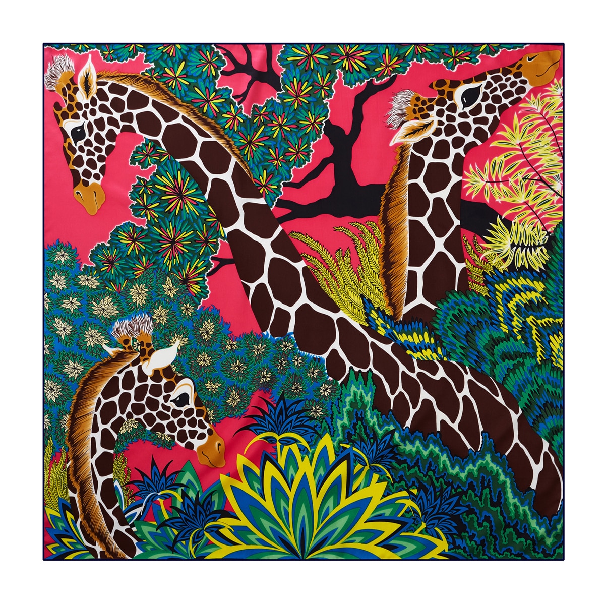 90Cm Drie Giraffen Hijab Sjaal Vrouwen Bandana Handgemaakte Gekruld Twill Zijde Vierkante Sjaal Luxe Foulard Hoofd Sjaals Sjaal