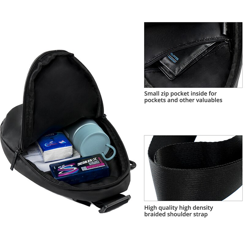 Black Casual Sling Borst Tas voor Mannen Vrouwen Een Enkele Schouder Korte Reis reistas Anti Diefstal Handsfree crossbody tas