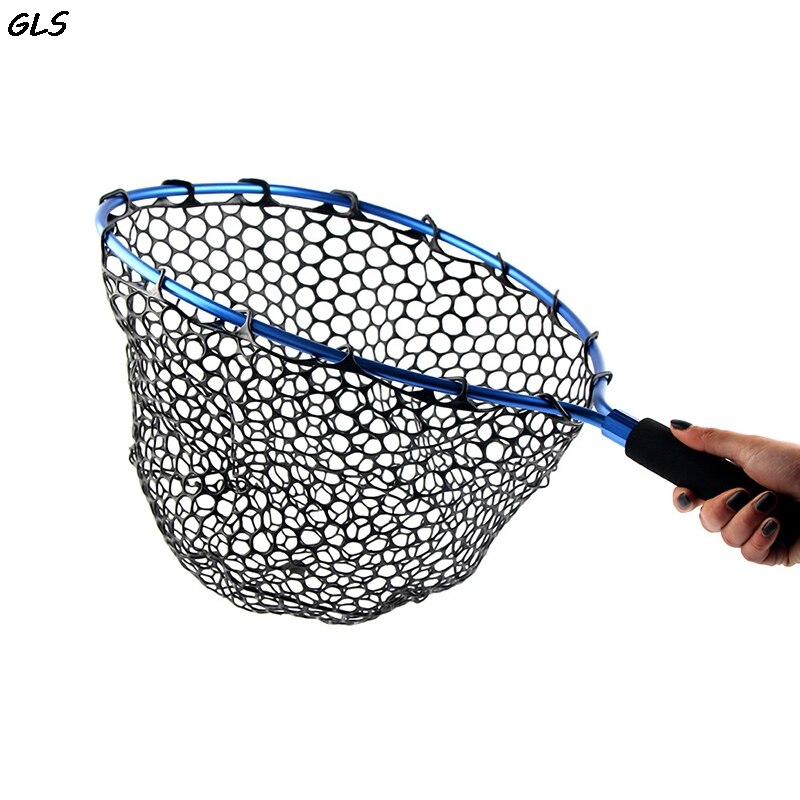 Aluminium Alloy Fly Fishing Net Brail Small Rubber Mesh Magnetic Clip Lanyard Fly Fishing Net