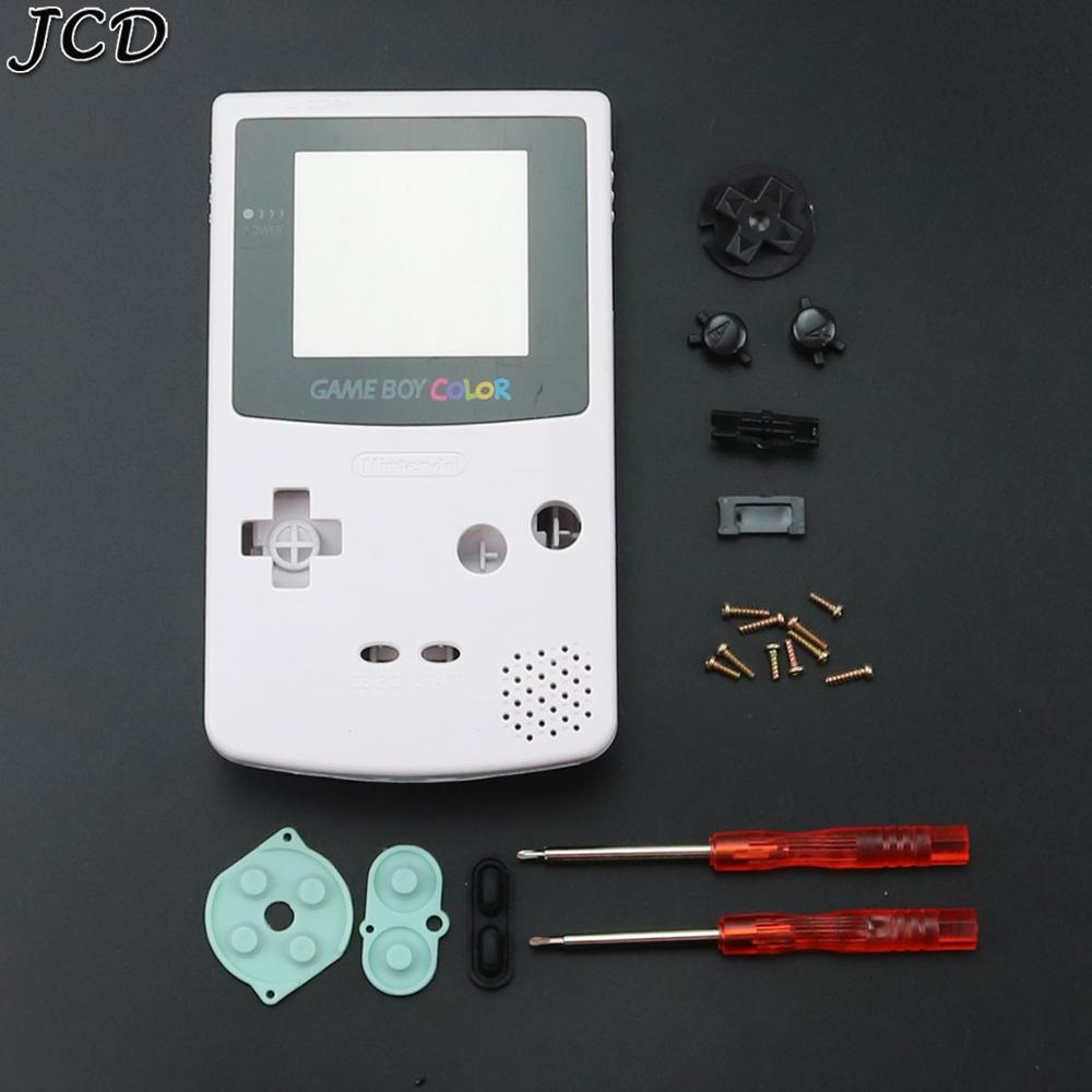 JCD For GBC Limited Edition Shell Replacement For Gameboy Color GBC game console full housing With Rubber Pads Screwdrivers: White