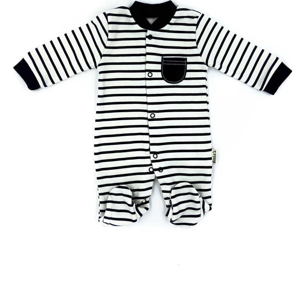 Necix del Neonato Tute E Salopette Vestito 3'lü 100 Cotone Nero Bianco di Agnello Della Mucca 0-3 Mensile