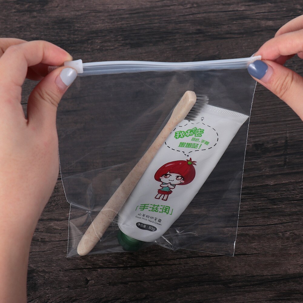 5PCS Clear Portable Transparent Plastic Package Cloth Travel Storage Pouch Watertight Bag Zipper Lock Self Seal Watertight
