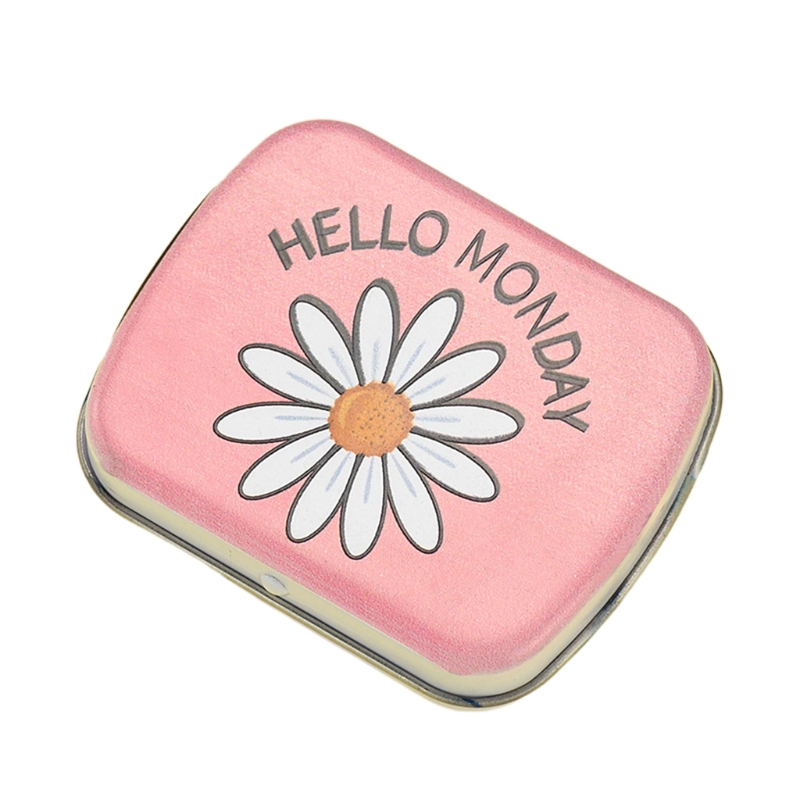 2022 Lovely Mini Portable Box Metal Rectangular Small Empty Hinged Tins Box Container: daisy