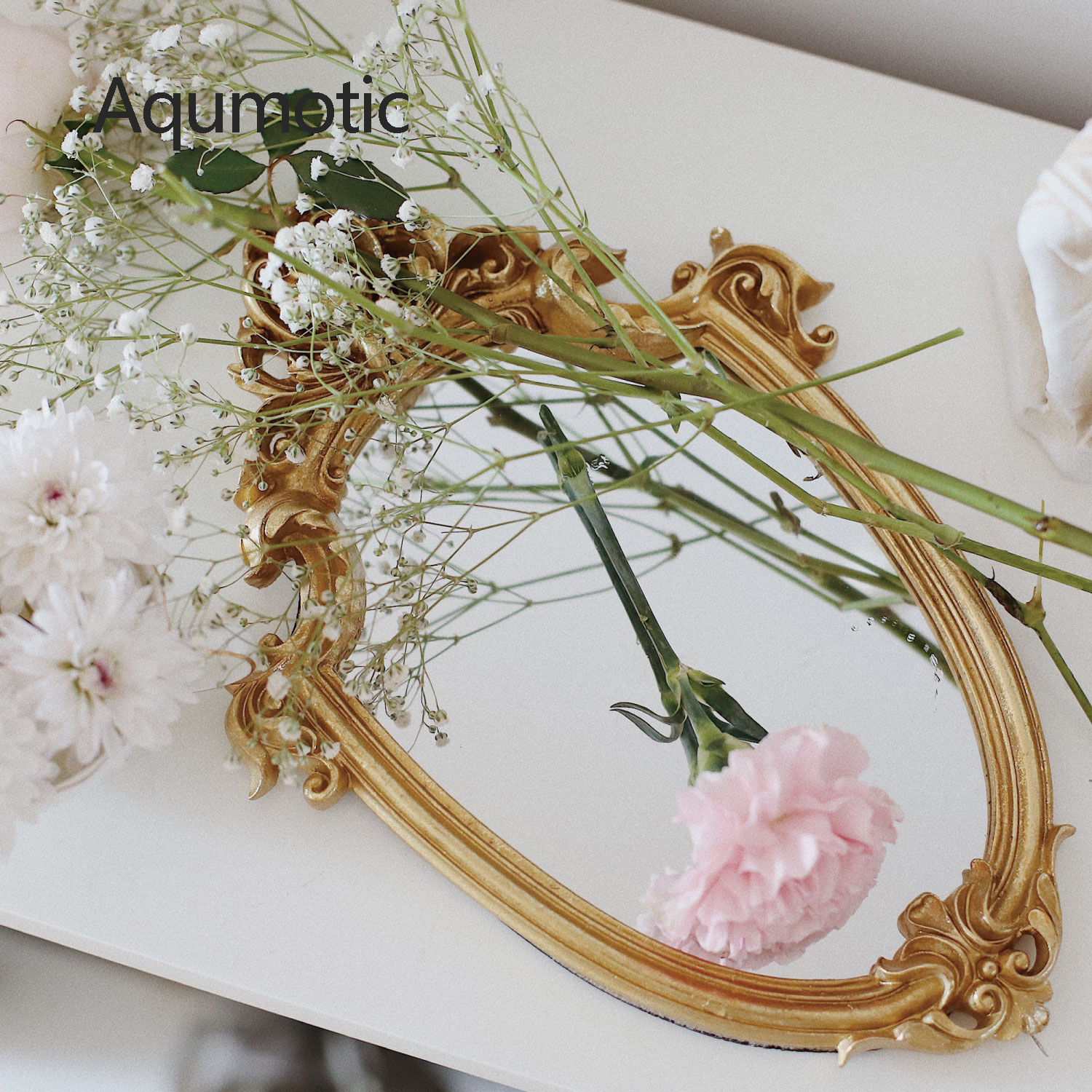 Aqumotic vintage spejl retro vægdekoration klassisk te bakke ornament pryde væg dekoration bord soveværelse foto rekvisitter