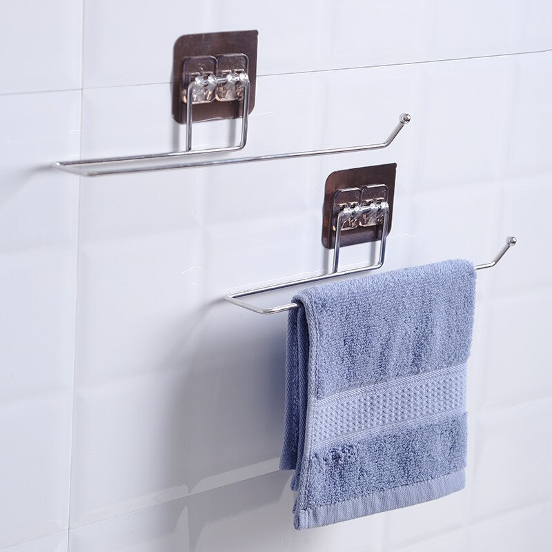 Rvs Handdoekenrek Wandmontage Papier Opslag Houder Sticky Haak Badkamer Keuken Tissue Handdoekenrek