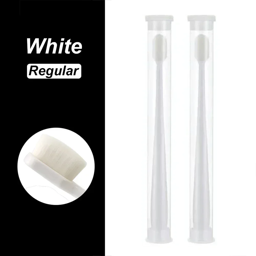 10Pcs Ultra-fine Toothbrush Micro Soft Fiber Portable Healthy Million Bristle Nano Whiten Teeth Box Adult Bamboo Toothbrushes: Ivory