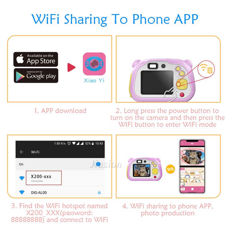 Digital Camara Kids WiFi Video Kamera Kinder Toys Camera Fotografica Mini Dual Lens Photo Camcorder For Children Birthday