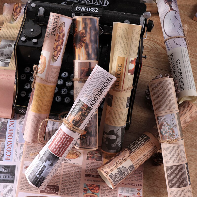 12Pcs Vintage Newspaper Poster Junk Journal Ephemera Craft Paper Stickers Retro Lady Photo DIY Scrapbooking Material Paper Packs