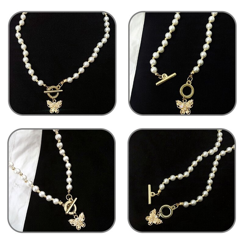 Imitatie Parels Chocker Ketting Vlinder Choker Ketting