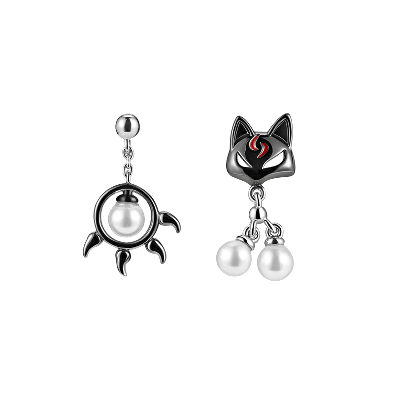 Thaya 925 argent Sterling boucle d'oreille mignon noir chat & patte boucle d'oreille Style japonais pour les femmes argent oreille bijoux fins: Default Title