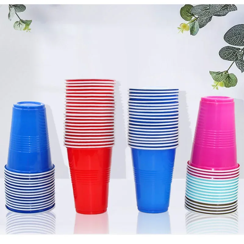 16-Ounce Plastic Party Cups In Rood (50 Pack) wegwerp Plastic Bekers Recyclebaar Rode Kopjes Met Vullen Lijnen Voor Drankjes, Bbq, Picknicks