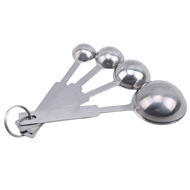 4 unids/set medidores de utensilios de cocina juego de tazas medidoras de acero inoxidable precisas cucharas medidoras cuchara para hornear azúcar