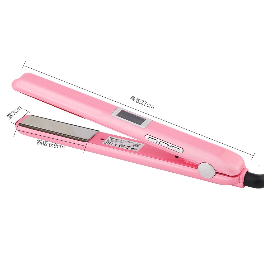 Hair Care Ultrasonic Infrared Hair Straightener Cold Flat Iron Hair Treament Styler Therapy Conditioning Tools: Pink / UK