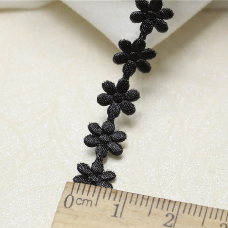 1.2cm*5 meter sorte blomster, der trimmer til tøj brudekjoler diy sytilbehør trim til skrædder