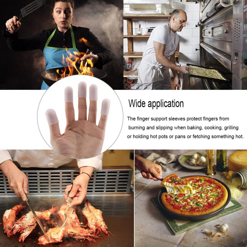 5 stk silikone fingerbeskytter tommelfinger dækker fingerspidshandsker til varmekogning bagning grill fingerbørste