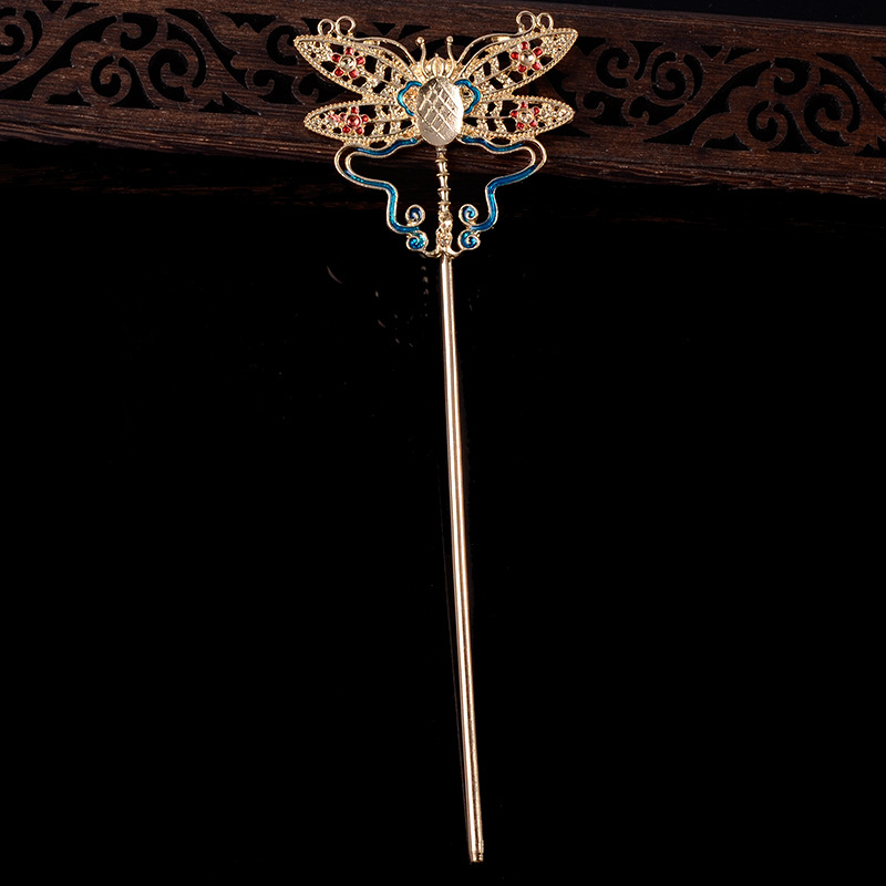 Antiikin orkidea kukka hiuspuikko cloisonne emali luksuskoru sininen hiusneula kiinalainen vintage käsintehdyt hiusneulat