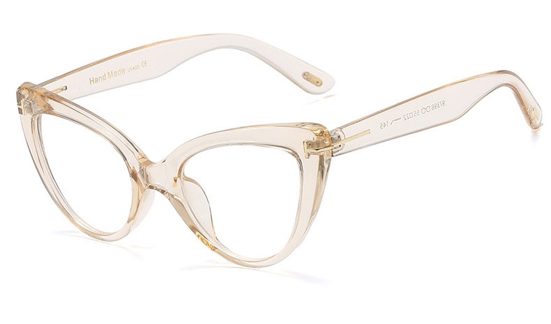 vintage Style Cat eye glasses frame women brand Optical Transparent Eyeglasses Frame Female: Tea