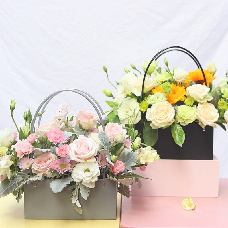Pvc rektangulær smuk vandtæt blomster håndtaske taske skåret opbevaring snavs opbevaringspose vaskbar kraftpapirpose