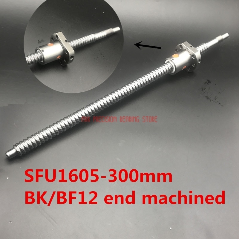 Cnc części routera Sfu1605 300mm walcowane śrubin kulkowe C7 Ballscrew L z jeden 1605 kołnierz pojedyncze piłka nakrętka Bk/ bf12 obrabiane robić części Cnc