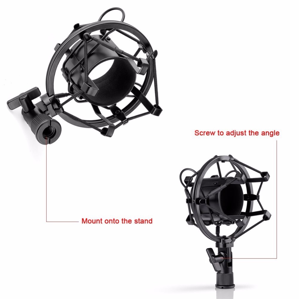 Neewer Black Universal Microphone Shock Mount Holder Clip Anti Vibration Suspension High Isolation with for Studio Condenser Mic