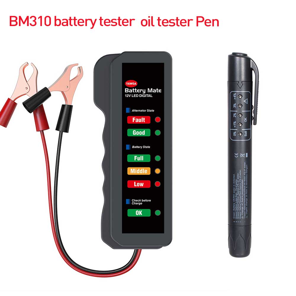12V Auto Battery Tester BM310 and Car Brake Fluid oil Tester Pen Brake Digital Tester Vehicle Automotive Testing Diagnostic Tool: BM310 and Oil Pen