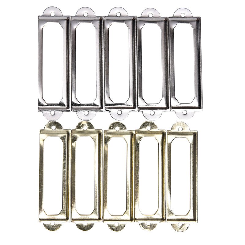 10Pcs Metal Label Pull Frame Handle File Name Card Holder For Furniture Cabinet Drawer Box Case Bin Antique Brass