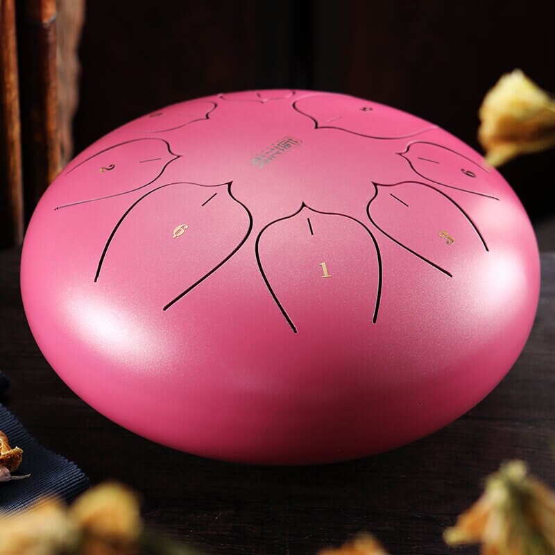 Hluru TL08-08 drum F tone Lavender mini hanpan pentatonic musical instrument steel tongue drum tank drum percussion instrument: Pink