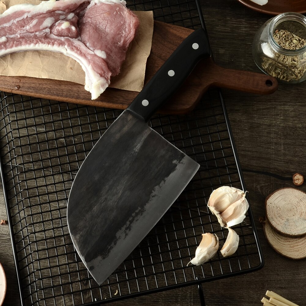 Damask fuld tang håndlavet smedet køkken kokkekniv højkulstofbeklædt stål køkkenknive kløver filetering udskæring bred kniv