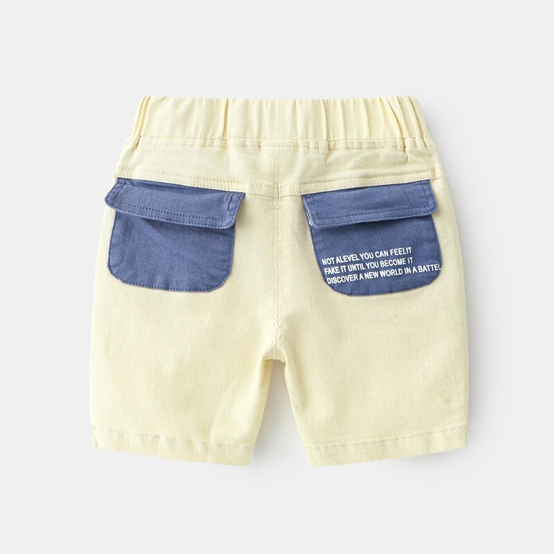 Kinderen jongens stoffen zomer baby jongen korte broek elastische taille baby zachte broek patchwork baby jongen shorts: Beige / 24m