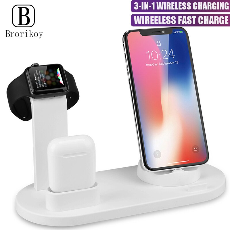 Draadloze 3 In 1 Charger Stand Voor Iphone 11 Pro Xs Max Xr Huawei Xiaomi Samsung Applewatch Serie 4 3 2 Airpods Opladen Dock