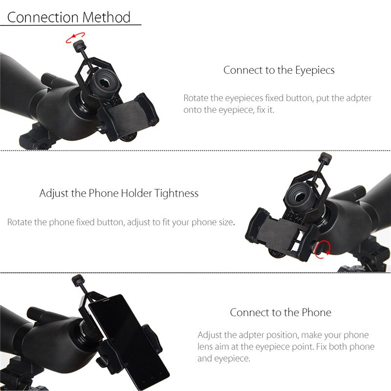 Portable Microscope Telescope Phone Adapter Mount Camera photography Stand Adapter For iPhone Samsung Phone holder