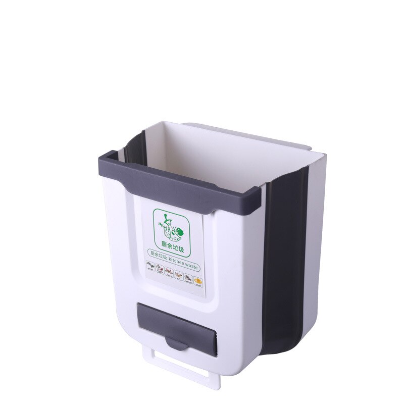 Trash Can Kitchen Wall-mounted Folding Trash Can Car Recycle Bin Trash Bin Dustbin Garbage Rubbish Bin Garbage Can Waste Bin 8L: White 10L