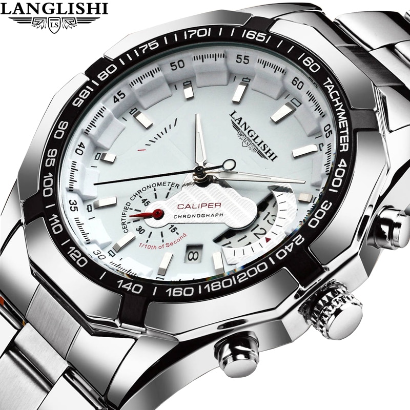LANGLISHI-reloj analógico de cuarzo para hombre, accesorio de pulsera resistente al agua con cronógrafo, complemento masculino deportivo de de lujo con moderno,