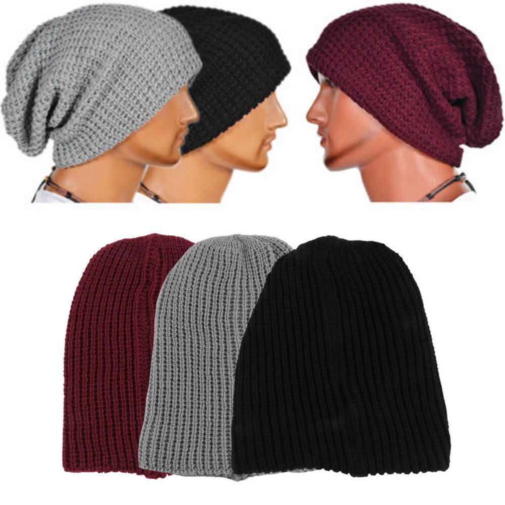 Mannen Vrouwen Warme Winter Knited Mutsen Skull Bandana Slouchy Oversized Cap Sport Hat Unisex Motorkap Doen Dropping