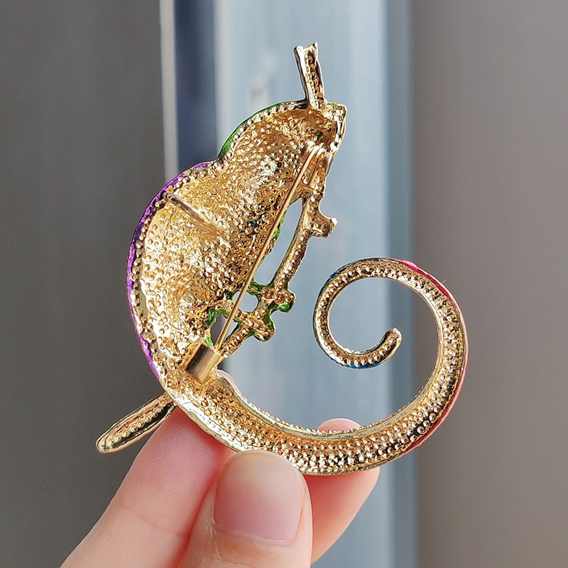 Broches creativos de diamantes de imitación camaleón y lagarto para mujer y hombre, ropa, traje, broche de Animal, Pin, accesorios de joyería, adornos,