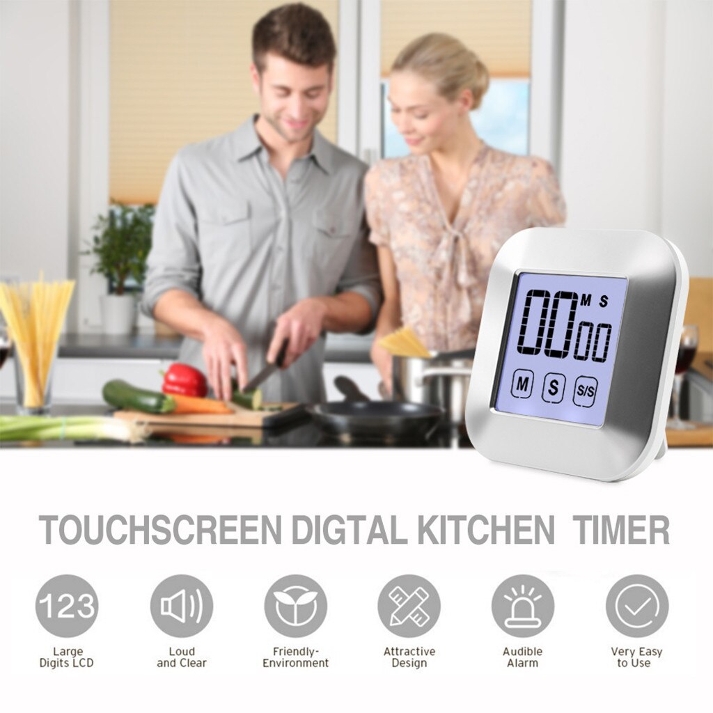 Kitchen Digital Timer Large Display Magnetic Countdown Timer Count Up for Cooking Study Alarm Remind Manual Electronic Gadget