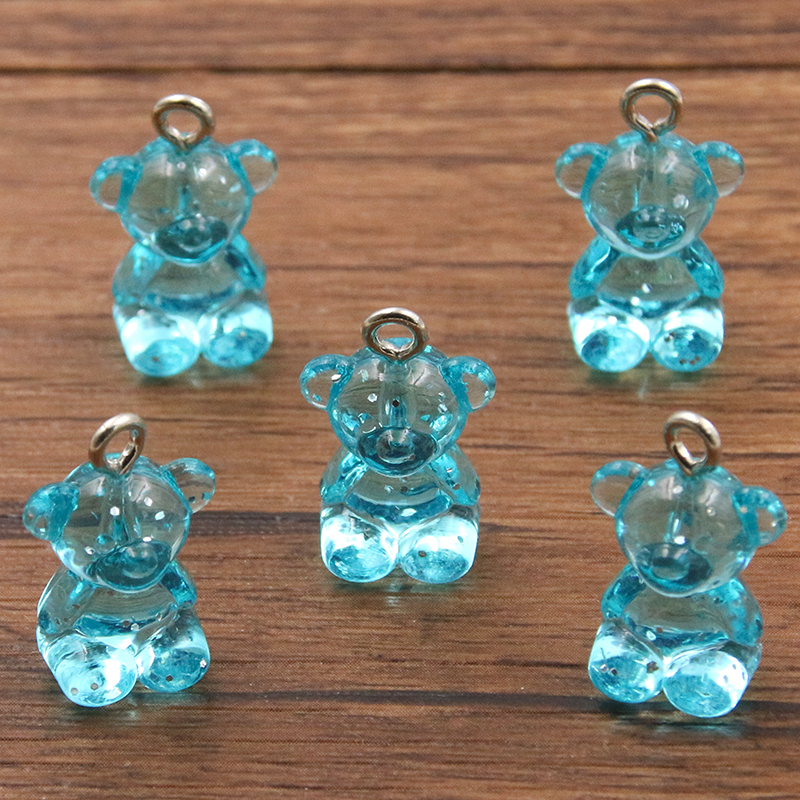 10 Uds., 12x20mm, 8 colores, , dijes de oso transparentes, cabujones de resina, collar de caramelo, llavero, colgante, accesorios para hacer bricolaje: Color amarillo dorado claro