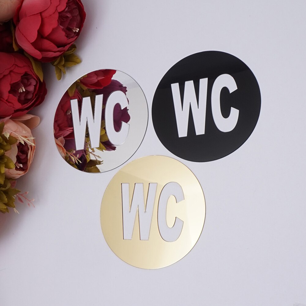 WC mural autocollant miroir salle de bain | Étiquette acrylique, Logo de porte, Stickers muraux amovibles, décoration acrylique de salle de bain maison