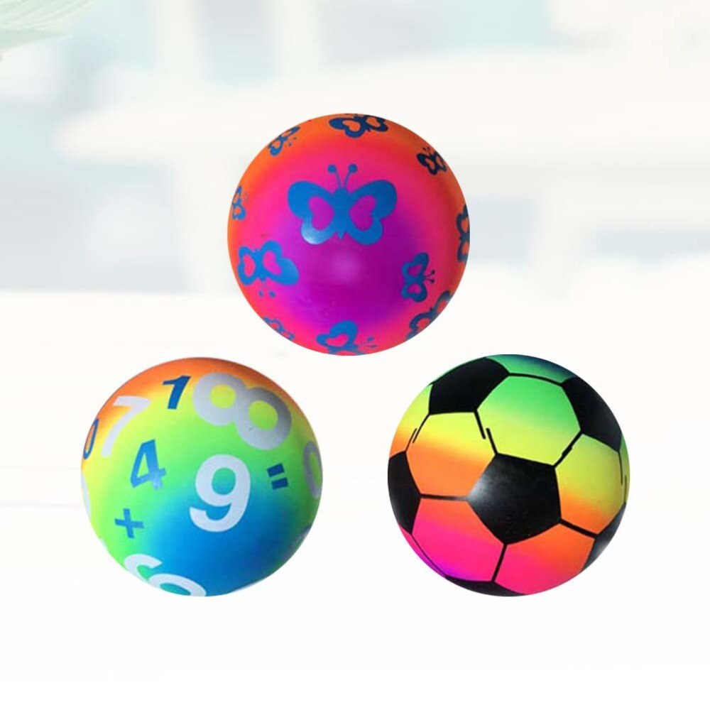 3pcs Rainbow Balls Inflation Playing Sports Funny Thickened Kickballs Handballs for Indoor Playground