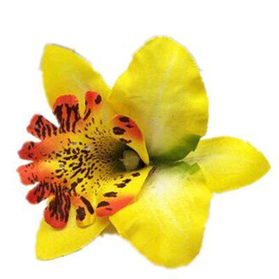 Free Women Summer Bohemia Beach Thai Lily Orchid Flower Hair Clip Bridal Wedding Headwear Ornaments Accessories: Yellow