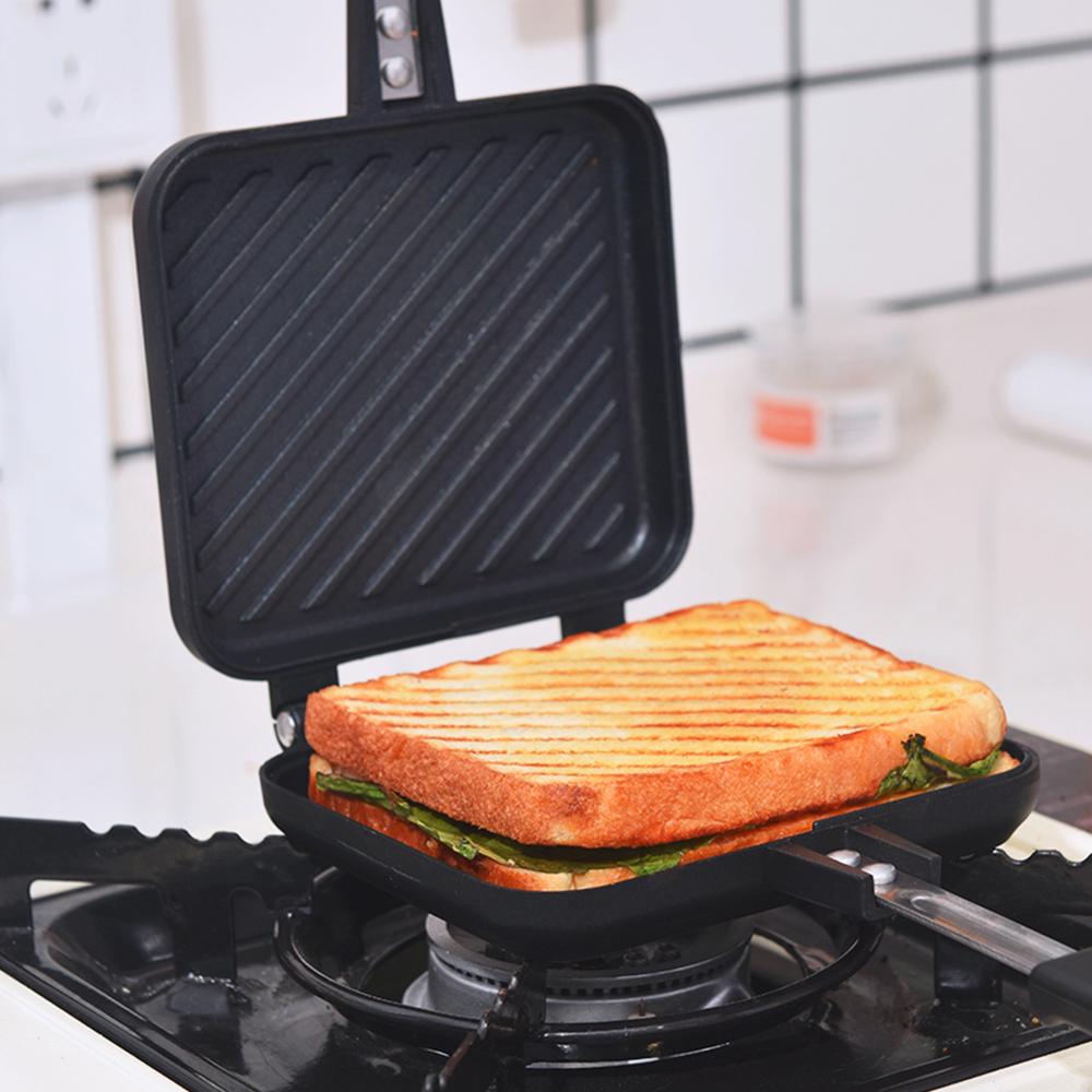 Dubbelzijdig Sandwich Pan Non-stick Opvouwbare Grill Koekenpan Voor Brood Toast Ontbijt Machine Wafel Pannenkoek